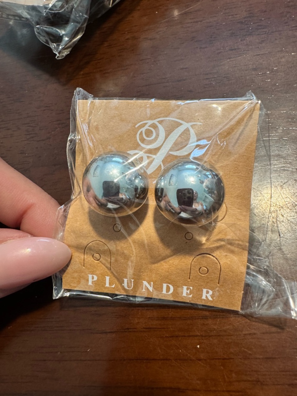 Plunder Polished Silver Dome Statement Studs